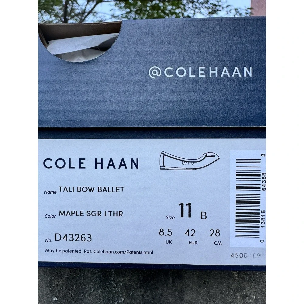 Cole Haan Tali Bow Ballet Flats Women's 11B Maple Nude Leather Grand.OS D43263